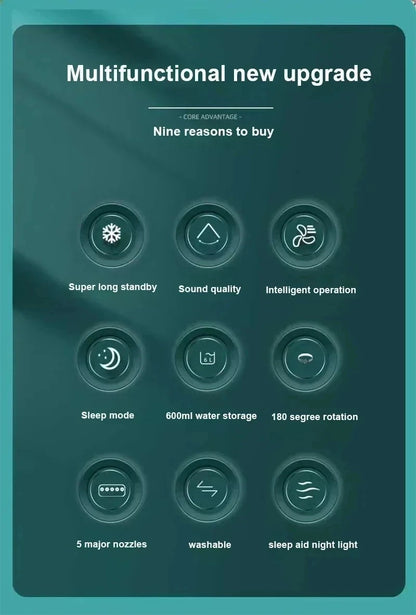 Portable 3 in 1 Air Conditioner Fan USB Plug with 3 Spray Speeds Electric Small Air Cooler LED Night Light Humidifier for Home