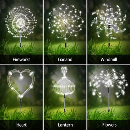 420LED Solar Firework Ground Socket Lights Waterproof Garden Decor Dandelion Fairy Lights for Outdoor Yard Pathway Lawn Patio