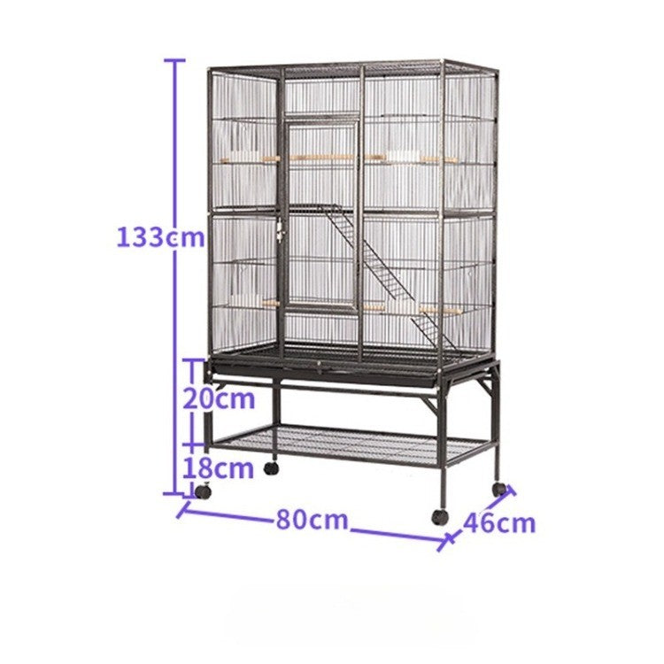 80x46x133CM Gaiola de Papagaio de Luxo Grande Multi-camadas com Grande Espaço Caixa de Ferro para Papagaio Estorninho Xuanfeng com Gaiola para Pássaros