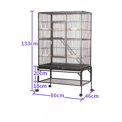 80x46x133CM Gaiola de Papagaio de Luxo Grande Multi-camadas com Grande Espaço Caixa de Ferro para Papagaio Estorninho Xuanfeng com Gaiola para Pássaros