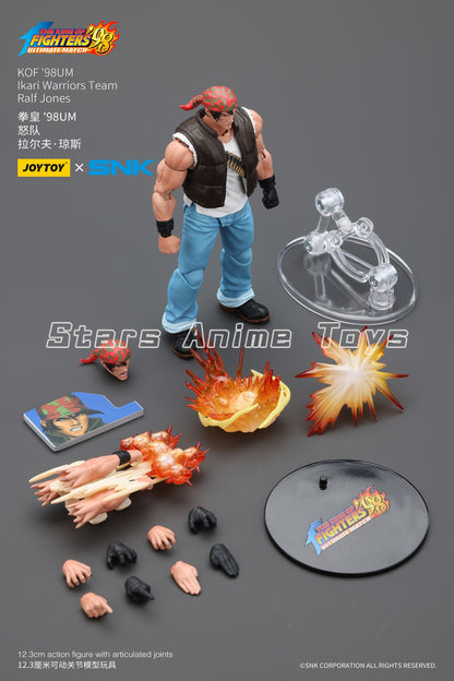 Original JOYTOY 1/18 Action Figure SNK KOF'98UM Ikari Warriors Team Leona Heidern/Ralf Jones/Clark Still Modelo de Brinquedo