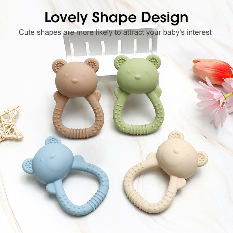 Hot sale cute bear baby rattle  silicone teether 0-1 year toy