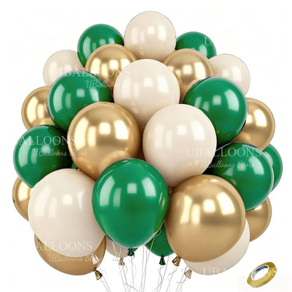 40Pcs White Sand Latex Balloons 10Inch Boho Sand White Metal Chrome Gold Balloons for Birthday Wedding Baby Shower Party Decor