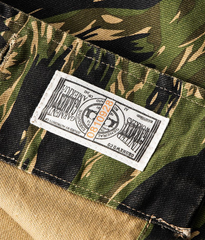 2025 Spring Men's Tiger Stripe Camo Camouflage Cargo Shirt Fashion Work Engineer Long Sleeved Shirt Jacket With Double Pockets