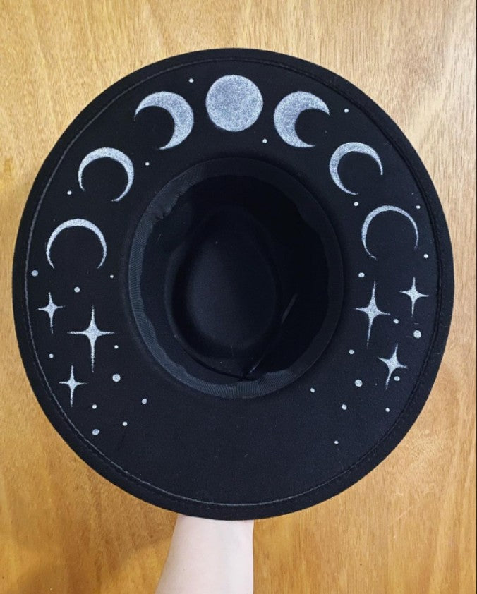 Chapéu Fedora Pintado à Mão Masculino e Feminino Chapéu Panamá Moda Primavera Outono com Pena Envolta Chapéu Fedora de Lã com Aba Grande