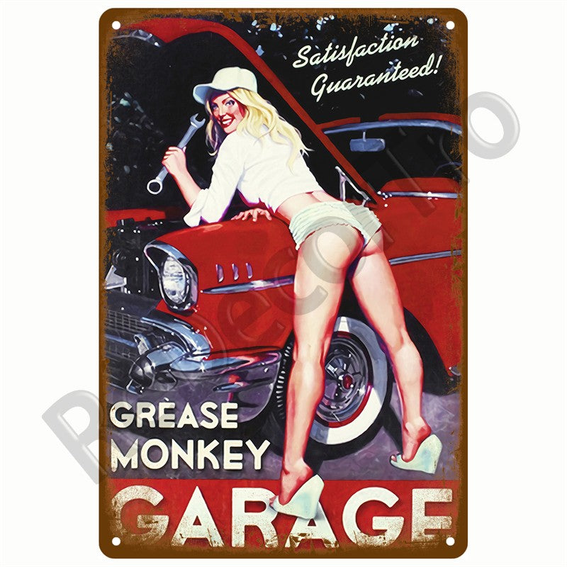 Retro Motor Oil Gas Tyre Racing Tin Sign Poster Iron Plates Metal Sign Garage Bar Pub Club Man Cave Home Decor Wall Decor Art