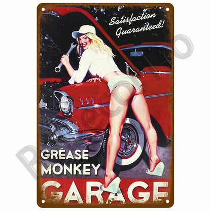 Retro Motor Oil Gas Tyre Racing Tin Sign Poster Iron Plates Metal Sign Garage Bar Pub Club Man Cave Home Decor Wall Decor Art