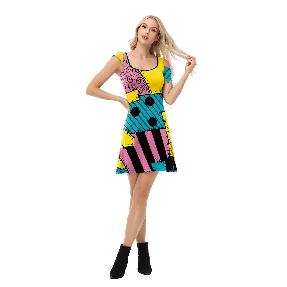 Sally Short Dress Halloween Cosplay Costume Anime MovieGhost Bride Dress Gothic Women Carnival Stage Performance Fancy Dress