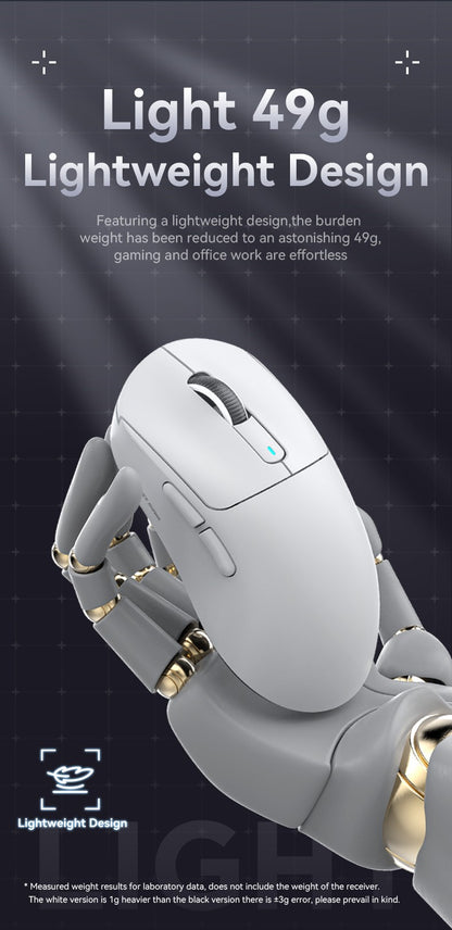 Mouse Gamer X3 PixArt PAW3395 Bluetooth 2.4G Tri-Mode, 26000dpi, 650IPS, 49g Leve com Macro