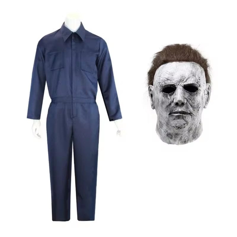 Halloween Myers Cosplay Costume Michael Outfits Anime Bloody Killer Cos Jumpsuit Horror Mask Party Costume for Adult Men Women