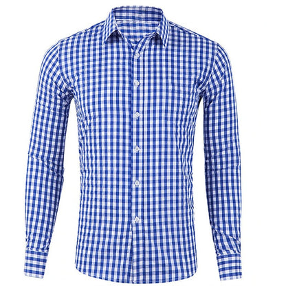 Men's shirt button-up shirt red blue long sleeve plaid/check lapel street resort printed clothing fashion casual Hawaii 5XL