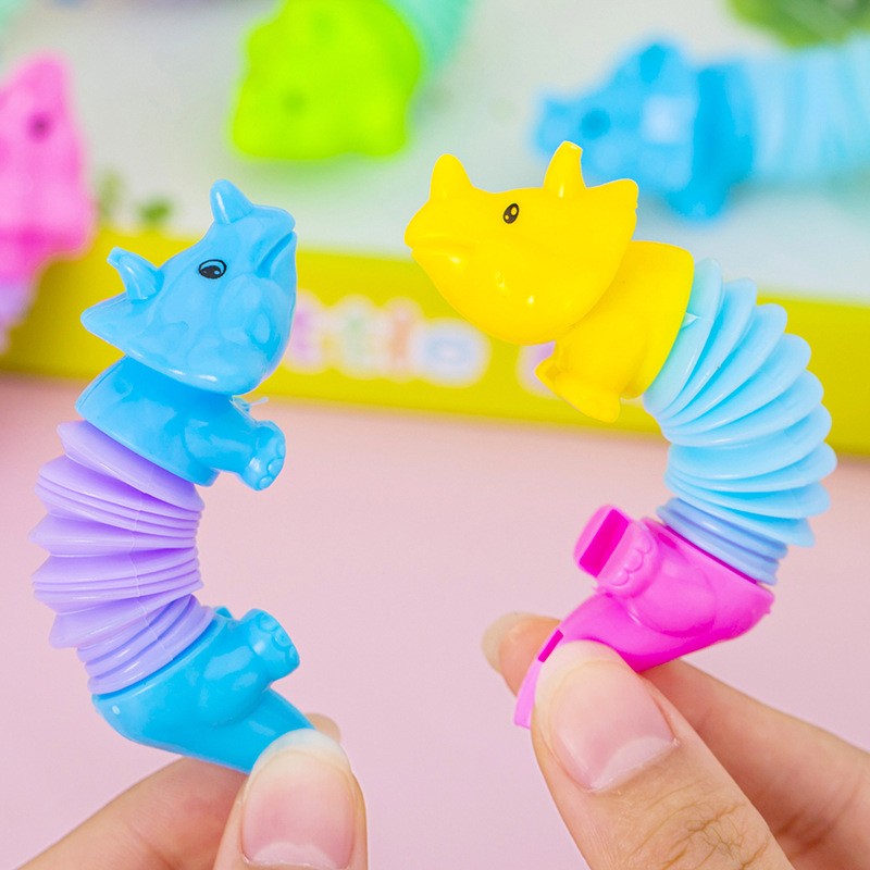 20Pcs Colorful Shark Tube Transformation Dinosaur Stress Relief Toy for Kids Birthday Party Favors Wedding Guest Pinata Gift