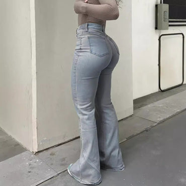 Men Jeans Boot Cut Solid Jean Wide Leg Denim Pant Distressed Washed Full Ankle Length Pockets Zipper Fly High Waist Basics