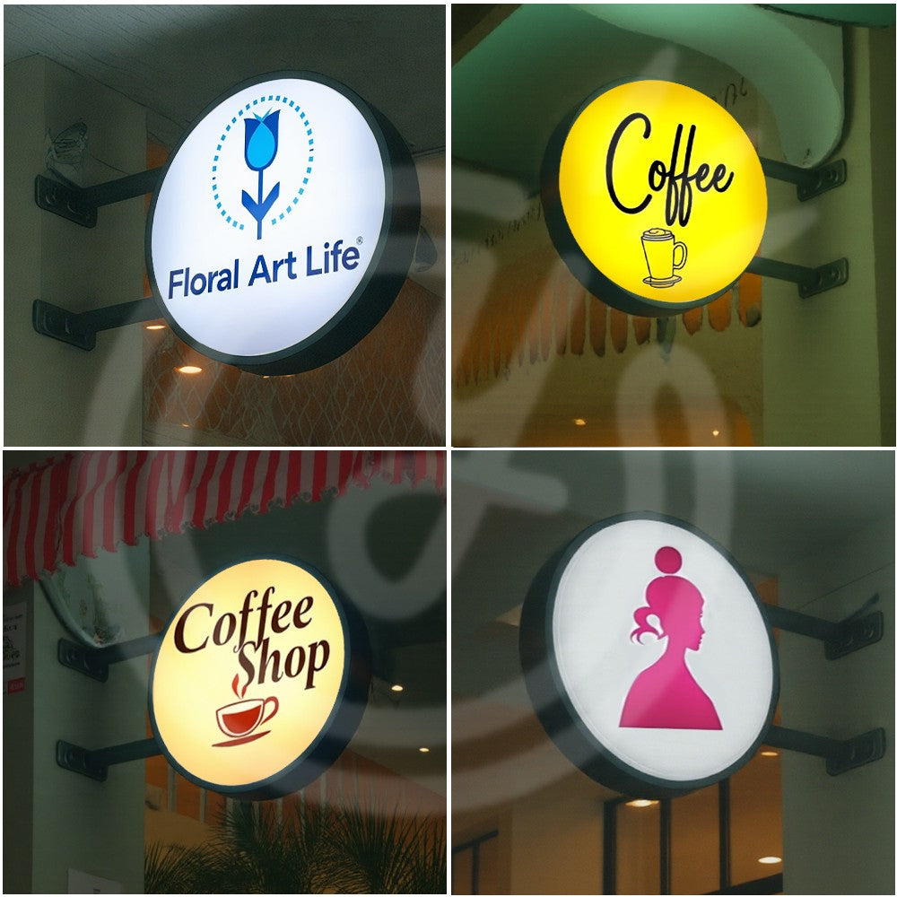 Custom Double Sided Coffee Sign LightBox Advertising LED Light Up Outdoor Business Signage Display Art Deco Wall Waterproof Logo