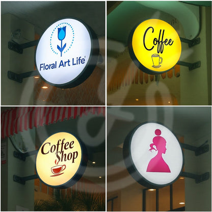 Custom Double Sided Coffee Sign LightBox Advertising LED Light Up Outdoor Business Signage Display Art Deco Wall Waterproof Logo
