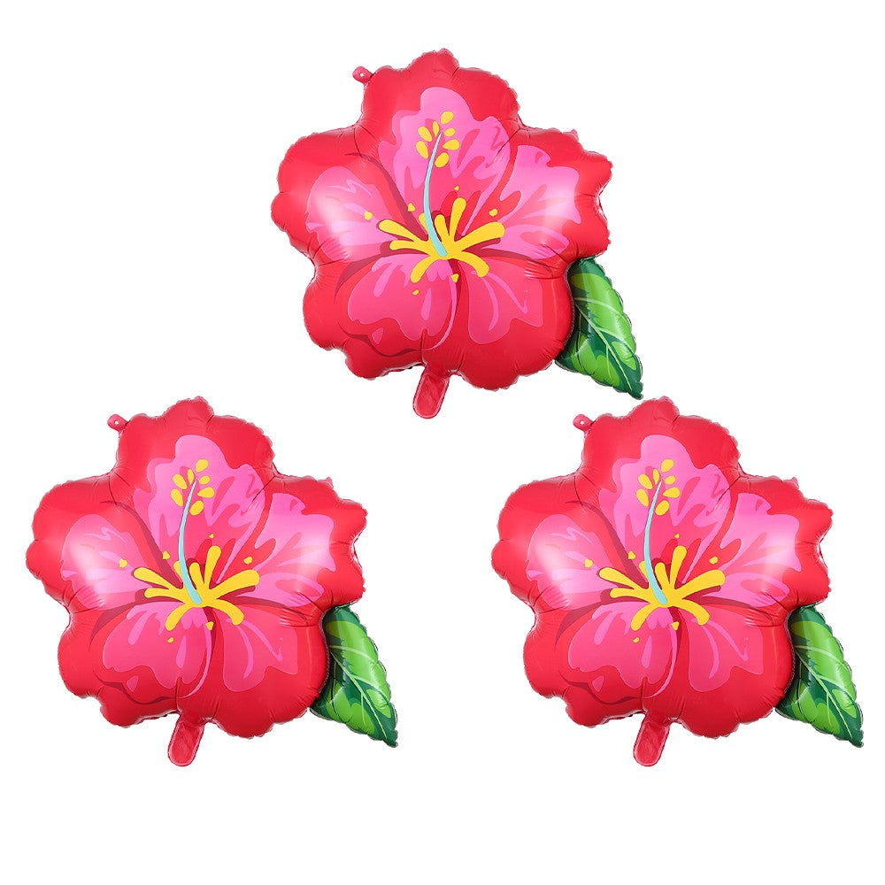 Hibiscus Foil Balloon Set Hot Pink Yellow Purple Hibiscus Balloon Summer Tropical Birthday Hawaii Baby Shower Party Decoration