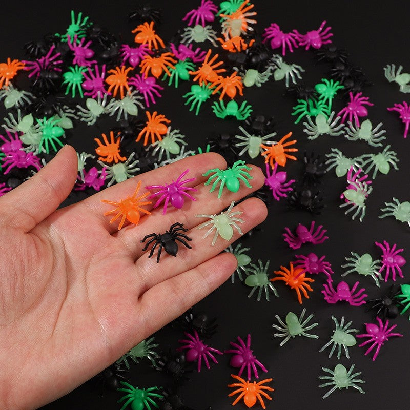 50Pcs Mini Spiders For Halloween Party Spider Web Decoration Halloween Haunted House Home Table Horror Props Kid Tricky Toy