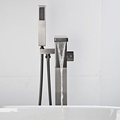 Luxury Black Brass Bathroom Faucet Floor standing Design Single Handle Hot and Cold Water Embedded Design Simple Bathtub Mixer