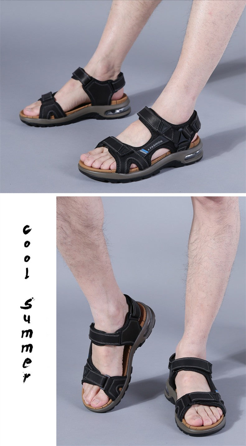 Fashion Men's Sandals Summer Soft Beach Flip Flop Comfortable Genuine Leather Sandals Outdoor Men Roman Sandals Size 46