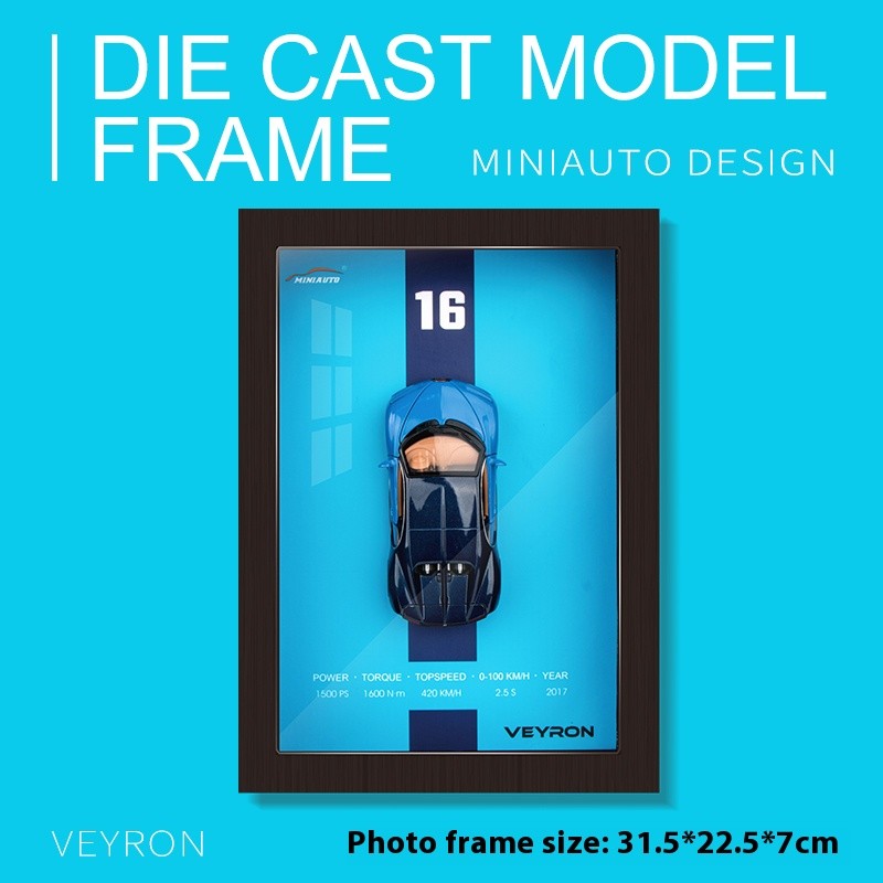 1/32 Versão Porta-retrato Liga de Metal Modelo de Carro Esportivo Simulação Carro de Corrida 3D Pintura de Parede Coleção Presentes Infantis Decoração