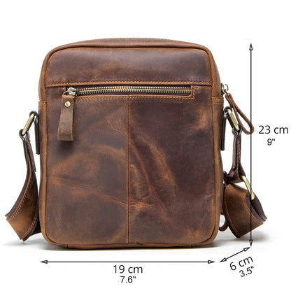 CONTACT'S Genuine Leather Men's Messenger Bag Vintage Sling Shoulder Bags for 7.9" iPad Mini High Quality Male Crossbody Bag Men