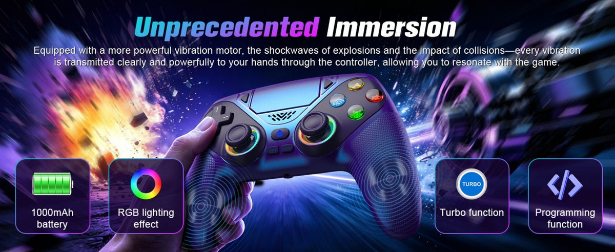 Controller for Playstation 5/PS5/PS5 Pro/Slim/PC,Wireless Gamepads RGB Joystick Turbo/Marco Program Dual Vibrate Game Controle