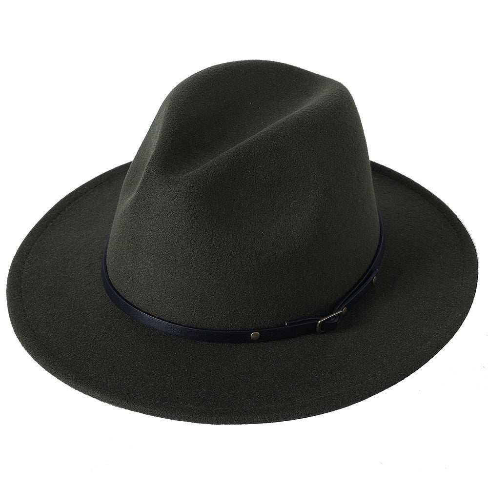 Fedora hat jazz hat men and women classic black leather belt Fedora Panama women autumn and winter Panama hat wholesale