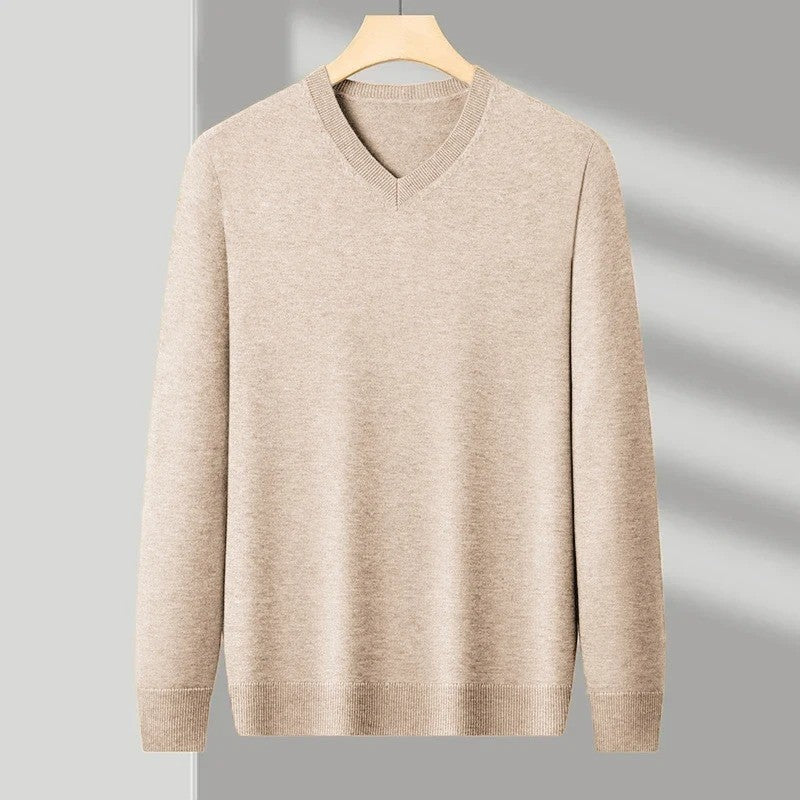 Animal Game Autumn Men's V Neck Pullover Sweaters Solid Color Casual Sweater Long Sleeve Men's Basic Underwear Trend Outerwear