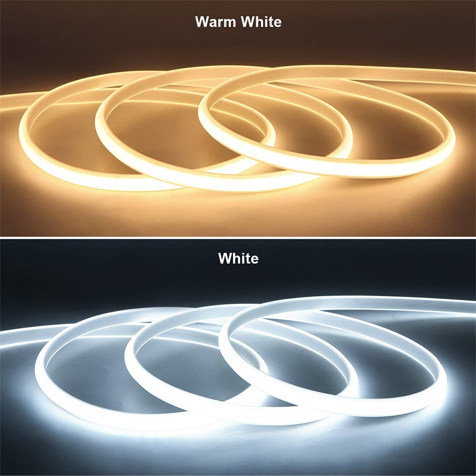 110V 220V Cob LED Tape Outdoor Waterproof Christmas Decor 5/10/20/30M Neon Led Strip with Switch Garden Lights For Kitchen Room