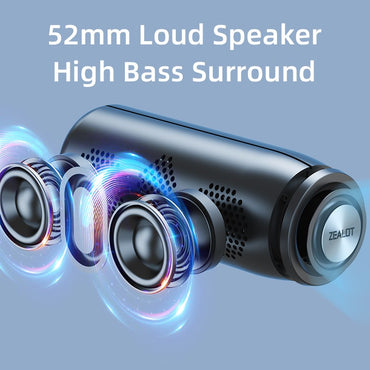 ZEALOT-S51 TWS Portable Bluetooth Speaker Wireless Bass Subwoofer Waterproof Outdoor Speakers Subwoof Loudspeaker Box Support TF