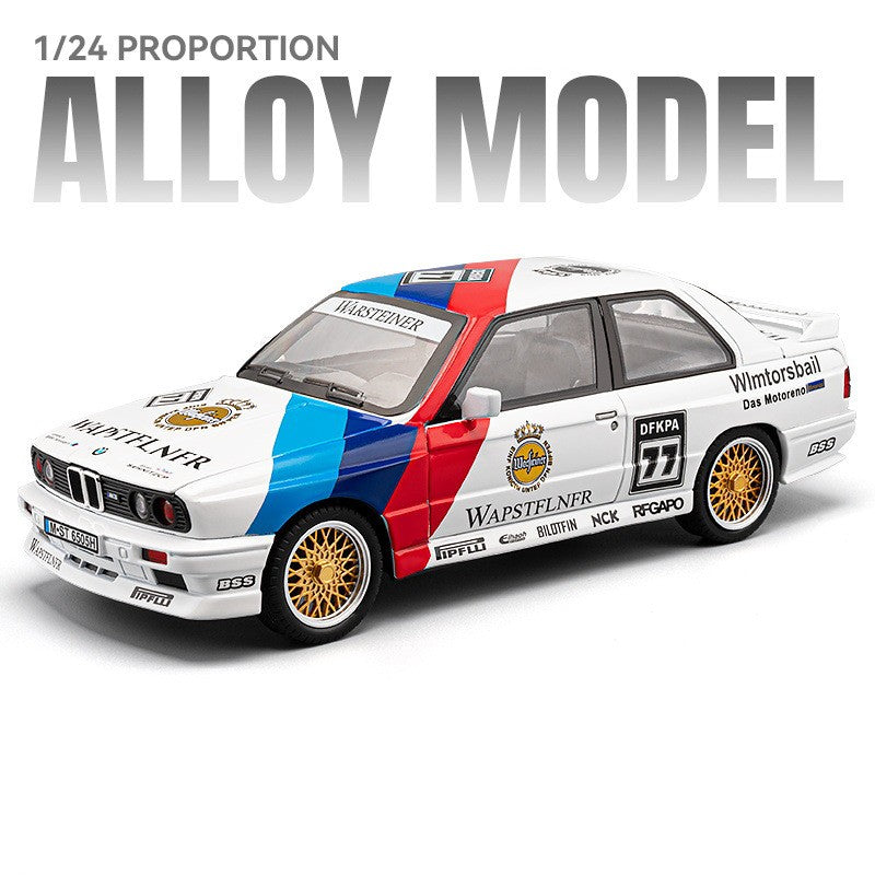1:24 1988 BMW E30 M3 IM Liga Escala Modelo Carro Diecast Miniatura de Metal Carro Som?Luz Coleção de Carros Clássicos Brinquedo Infantil Veículo