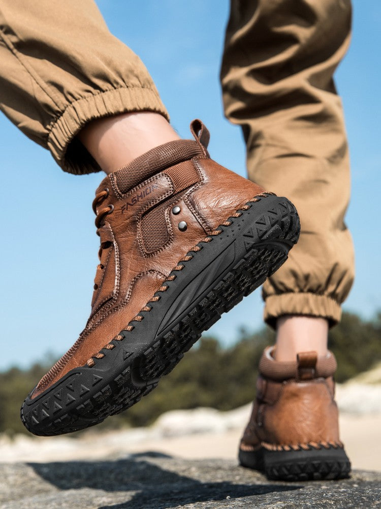 New Autumn Handmade Leather Men Boots Outdoor Design Sneakers Man Breathable Casual Leather Shoes Men Ankle Boots Fall Plus Size