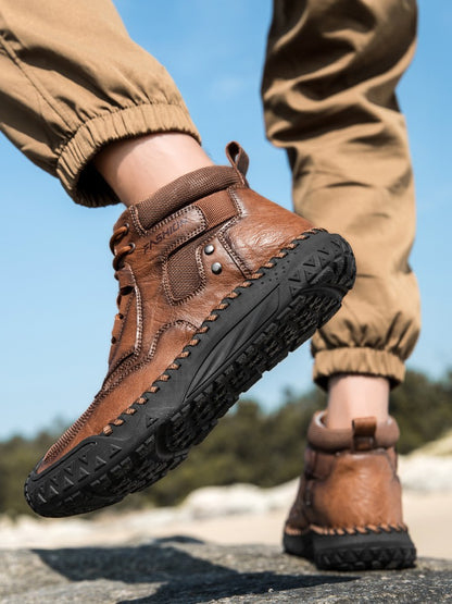 New Autumn Handmade Leather Men Boots Outdoor Design Sneakers Man Breathable Casual Leather Shoes Men Ankle Boots Fall Plus Size