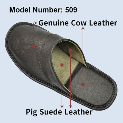 Genuine Cow Leather Slippers Homes in indoor slipper Spring Autumn summer men women elderly non-slip casual single Slides shoes