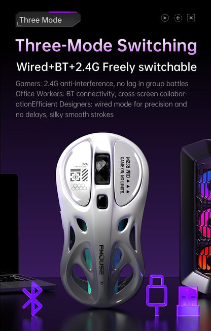 M235 Pro Lightweight Wireless Laptop Mouse BT/2.4G/Wired RGB 1000Hz Polling Rate Programmable Designed for Comfortable Office