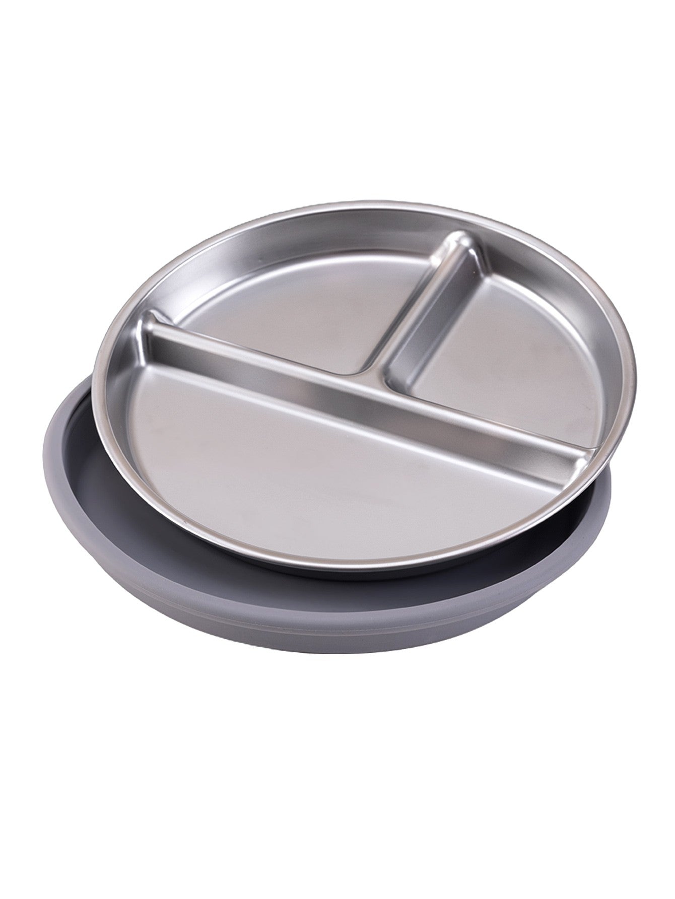 Color Kids 1PCS Stainless Steel Plate Detachable Suction Dishes Baby Feeding Sucker Bowl Food Grade Silicone Food Tray Tableware