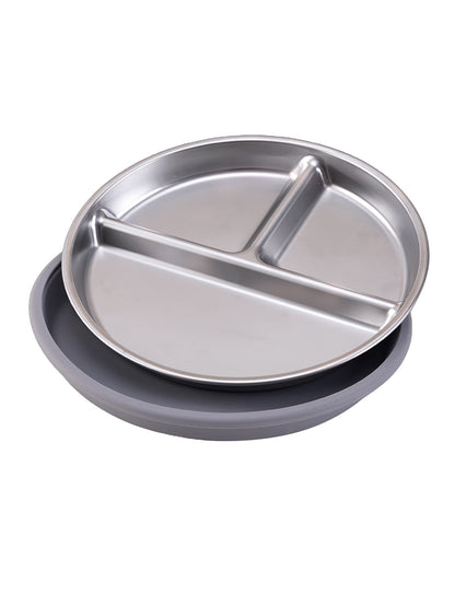 Color Kids 1PCS Stainless Steel Plate Detachable Suction Dishes Baby Feeding Sucker Bowl Food Grade Silicone Food Tray Tableware