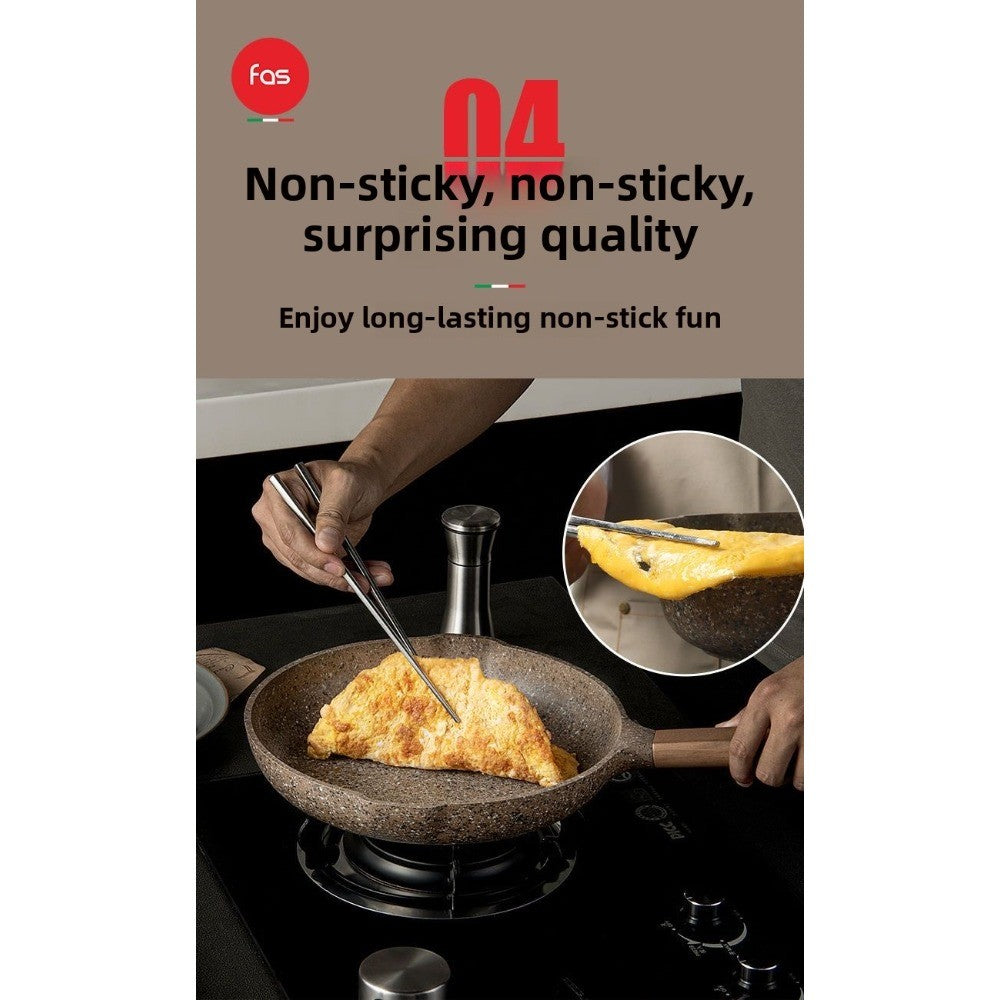 Frigideira Antiaderente de Granito DONNOR com Tampa, 30 cm, Saudável, Utensílios de Cozinha de Pedra, Vermelho ou Cinza, Fácil de Limpar