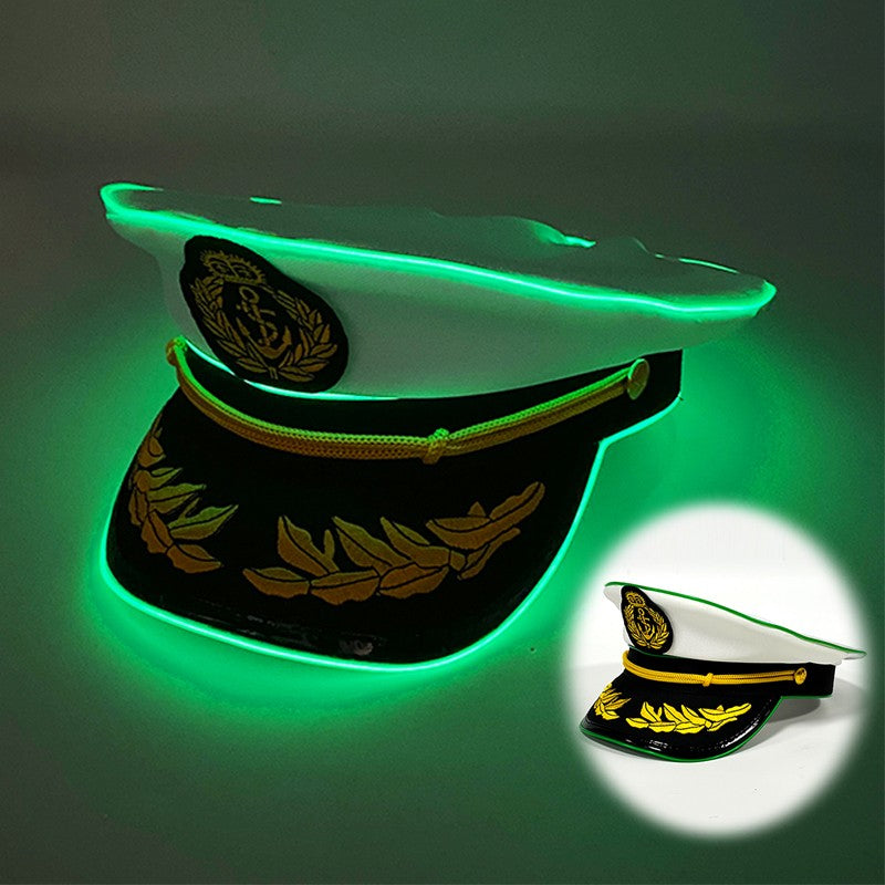 New Luminous Navy Hat Men Women Costume Cosplay Navy Cool Props Hats Glowing For Night