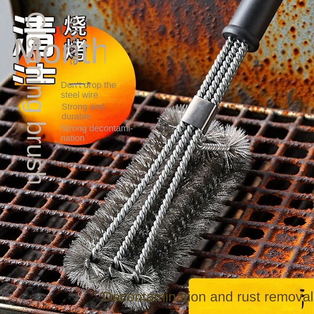 Barbecue Grill Cleaning Steel Brush - Handle Design Wire Brush for Grills/Ovens, Perfect for Kitchen Indoor & Outdoor BBQ Use