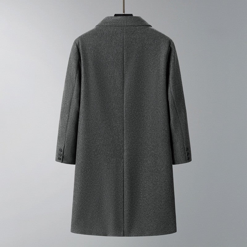 2025 New Men's Knee-Length Wool Blend Overcoat | Korean Style Loose Fit Trench Coat A/W Season | Plus Size Casual Fashion