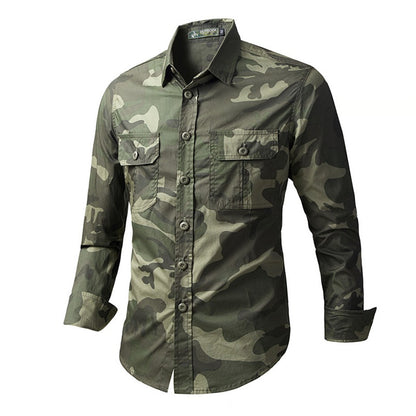 Military Camouflage Shirt Men Long Sleeve Shirts Spring Autumn Camo Cargo Shirts Male Fashion Casual Blouse