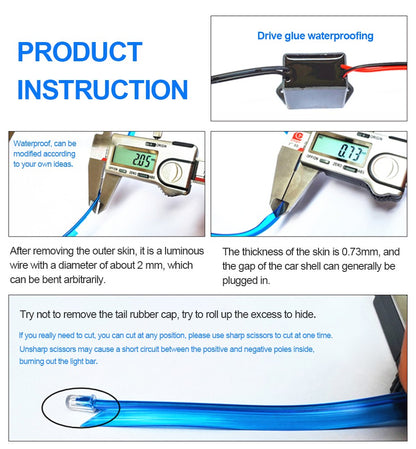 BLALION 12V Motorcycle LED Ambient Decorative Strip Light Car DRL Styling Flexible Atmosphere Lights APP Control Waterproof Lamp