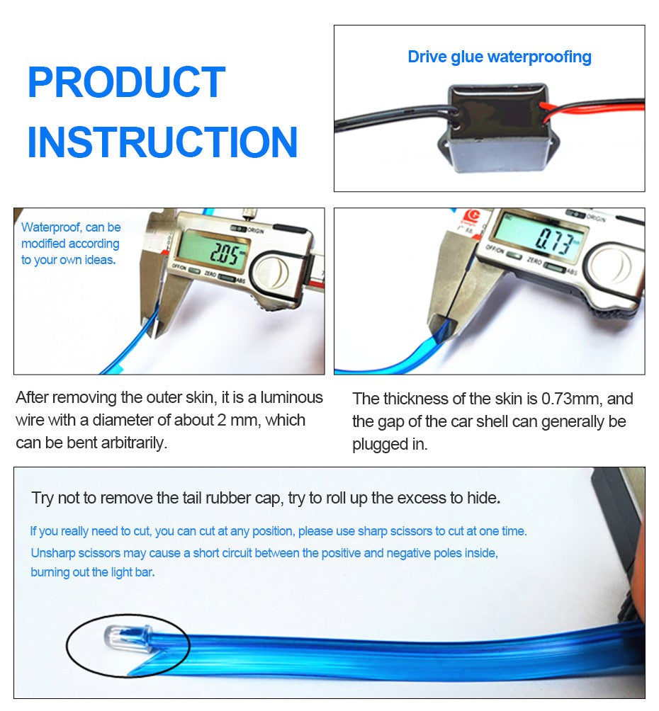 BLALION Lâmpada Ambiente Decorativa para Motocicleta, Luz Neon Impermeável, Fitas de LED Flexíveis com Controlador, Luzes de Atmosfera 12V