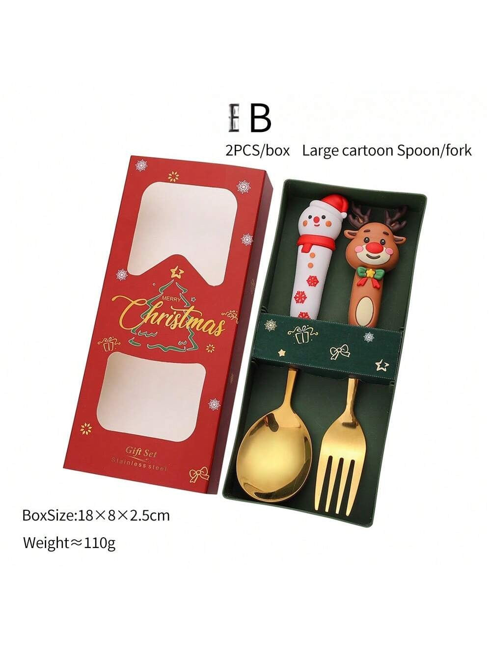 Christmas Spoon And Fork Sets Stainless Steel Tableware Coffee Tea Dessert Spoon And Fork Xmas Gifts For Guest New Year Gifts