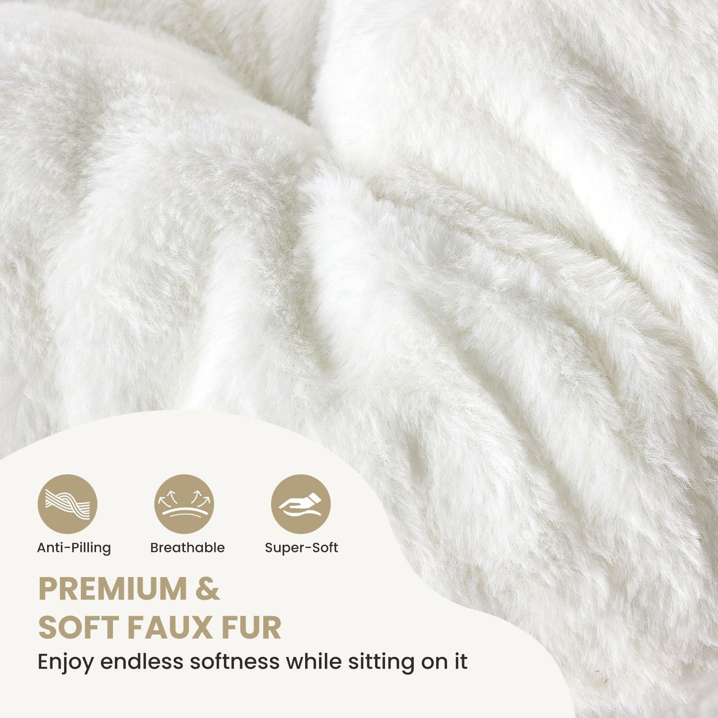 JHK 28IN Cozy Saucer Chairs Soft Faux Fur Large Size Folding Lounge Living Room Padded Seat Metal Frame Reading Chair Furniture