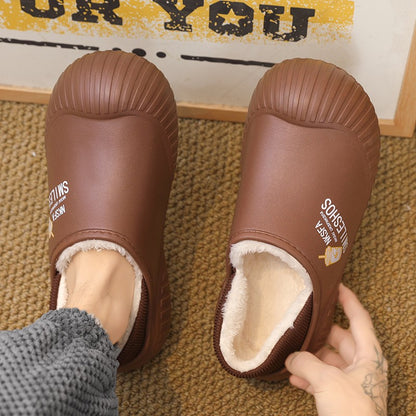 Men Winter Warm Slippers Couple House Cotton Shoes Outdoor EVA Fur Shoes Plush Slippers Home Bedroom Shoes Big Size Slides 39-44