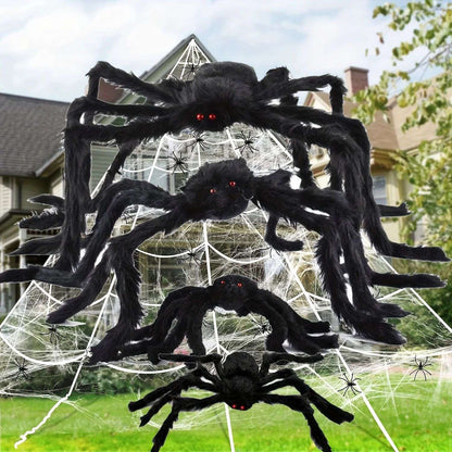 Halloween Big Plush Spider Horror Halloween Decoration Party Prop Outdoor Giant Spider Decor 30-200cm Chamber Prank Black Spider