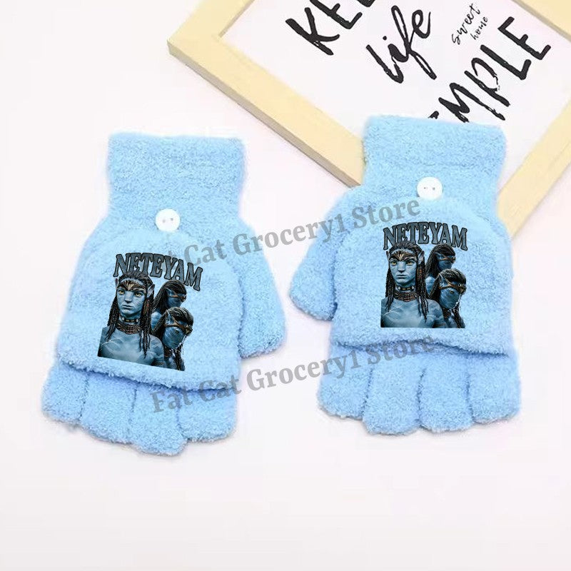 Luvas Avatar Fogo e Cinzas Disney para Menino Inverno com Capa Virada Luvas Crianças ao Ar Livre Quente Luva Fofa Acessórios de Roupa Infantil Presente