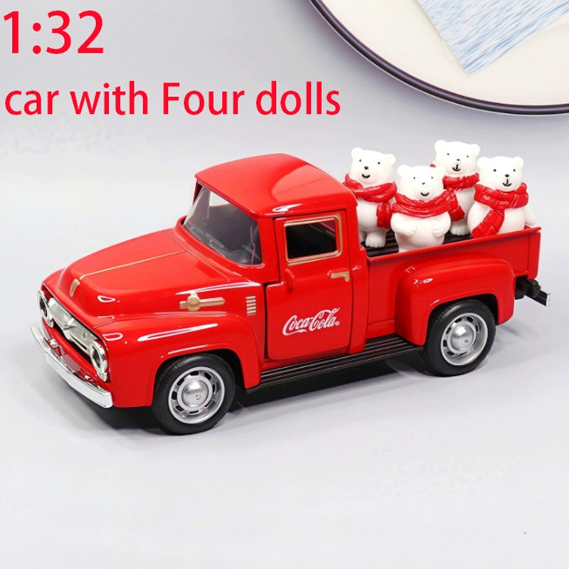 1:32 1955 Clássico Caminhão de Carga Chevrolet Transportador de Liga de Carro Modelo Contendo Uma Cesta de Modelos de Coca-Cola Presente de Ano Novo Para Crianças